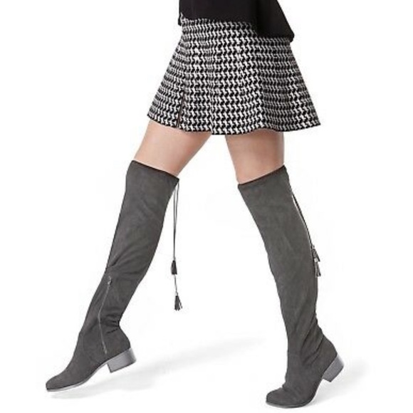 Madden Girl Shoes Madden Girl Prissley Gray Stretchy Over Knee